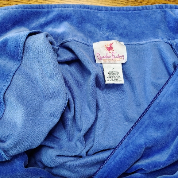 Cotton Velvet Quacker Factory Women's Full Zip Sweatshirt rhinestone, Size 1X, - Picture 10 of 16